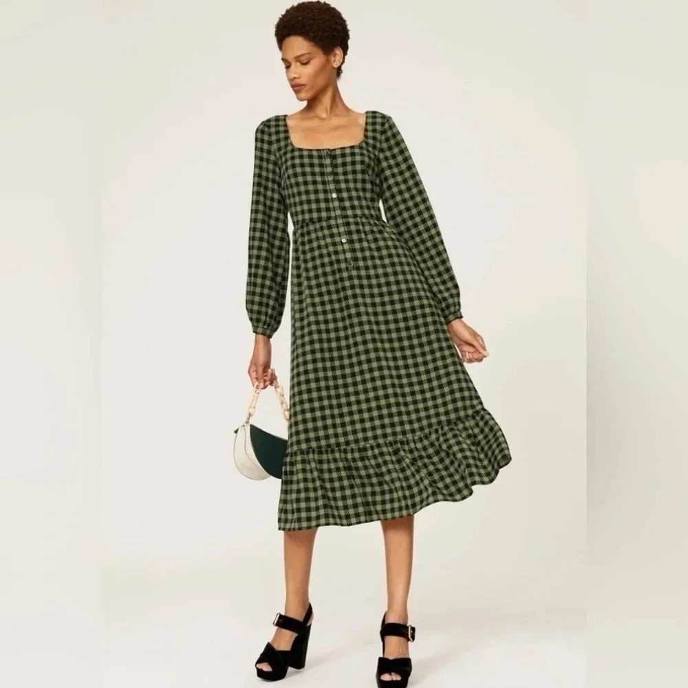 Sweet Baby Jamie‎ Sage Plaid Midi Dress Size 12